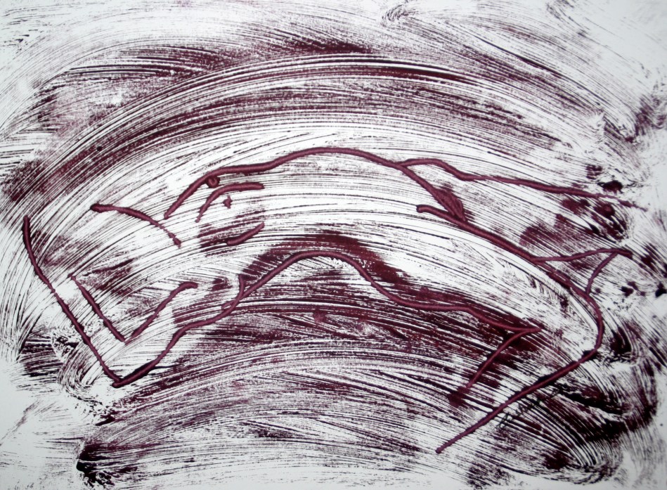 Monotipo al óleo -tumbada